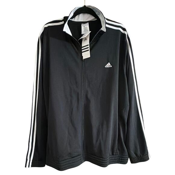 Adidas Women's Plus Size Black White 3-Stripe Track Jacket Size 3XL New - Picture 1 of 5